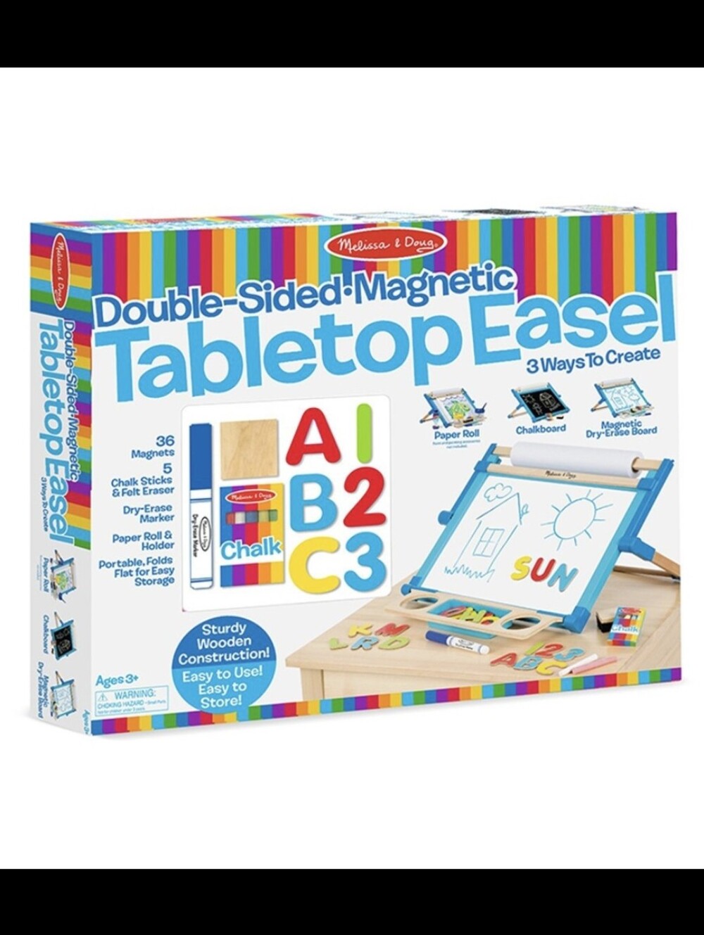 Melissa & Doug Tabletop Easel with Blue Frame and Multicolor Letters